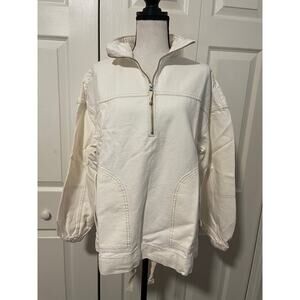 LNDN Women’s Cream Denim Pullover Jacket Half Zip